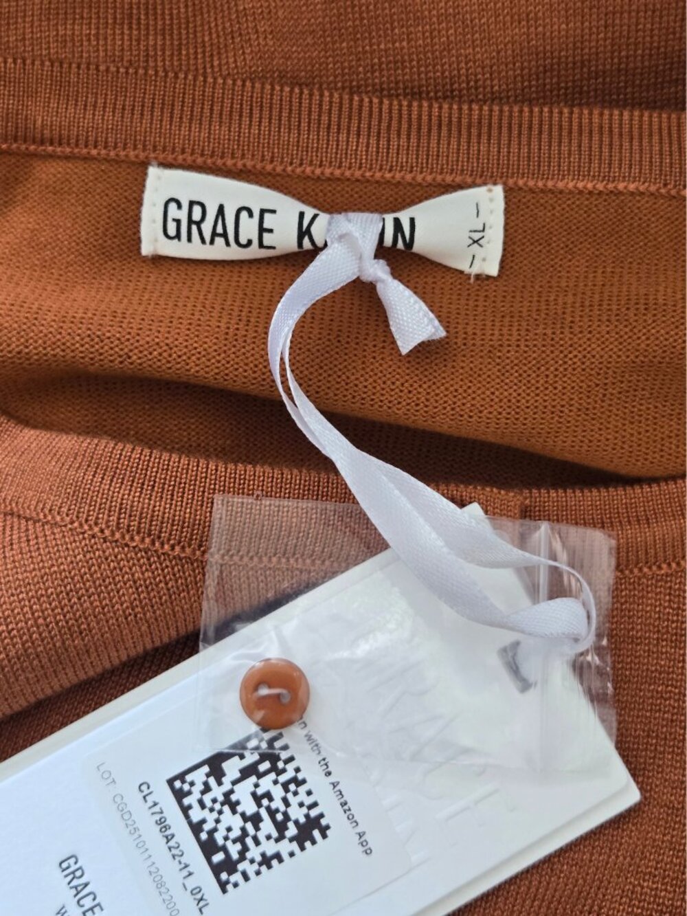 NWT Grace Karin Brown Button Up Cardigan Sweater XL - Picture 5 of 7